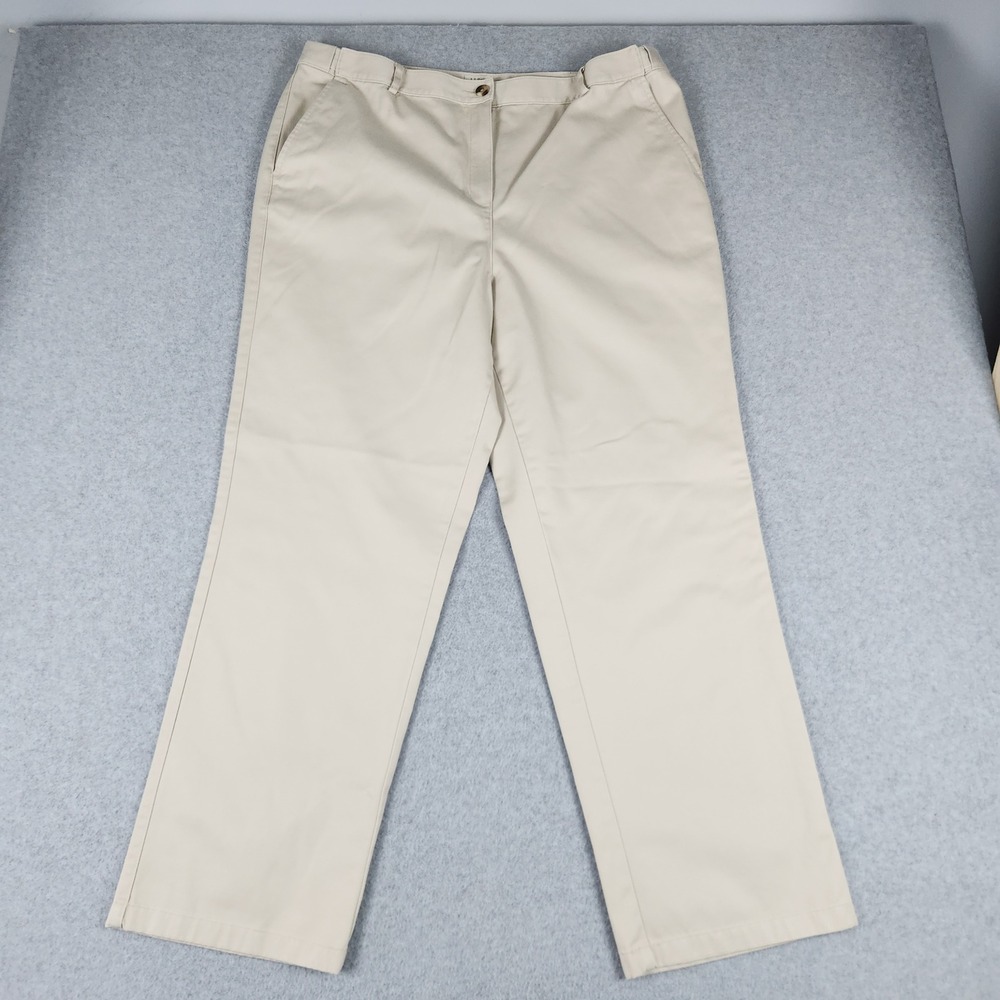 L.L. Bean Chino Pants Womens 18‎ Beige Cotton Career Classic Fit Straight Leg
